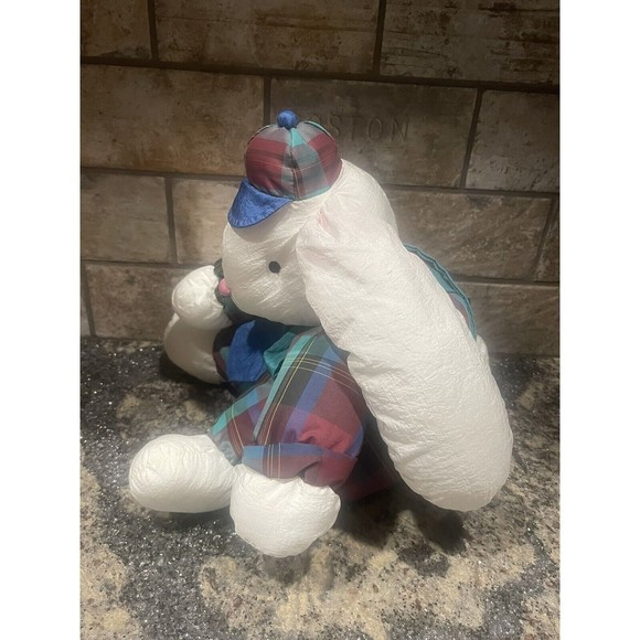 Department 56 Nylon Easter Bunny Rabbit W Tie Plush Stuffed Animal Puffalump 10” - Picture 3 of 11